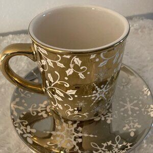 Studio 33 Christmas Ceramic Metallic 14 oz Mug w/Saucer